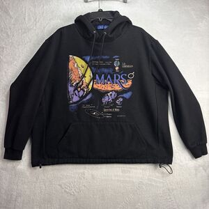 White/Lee Black Hoodie Mars Planet Print Retro Warm Oversized Hoodie "Read"